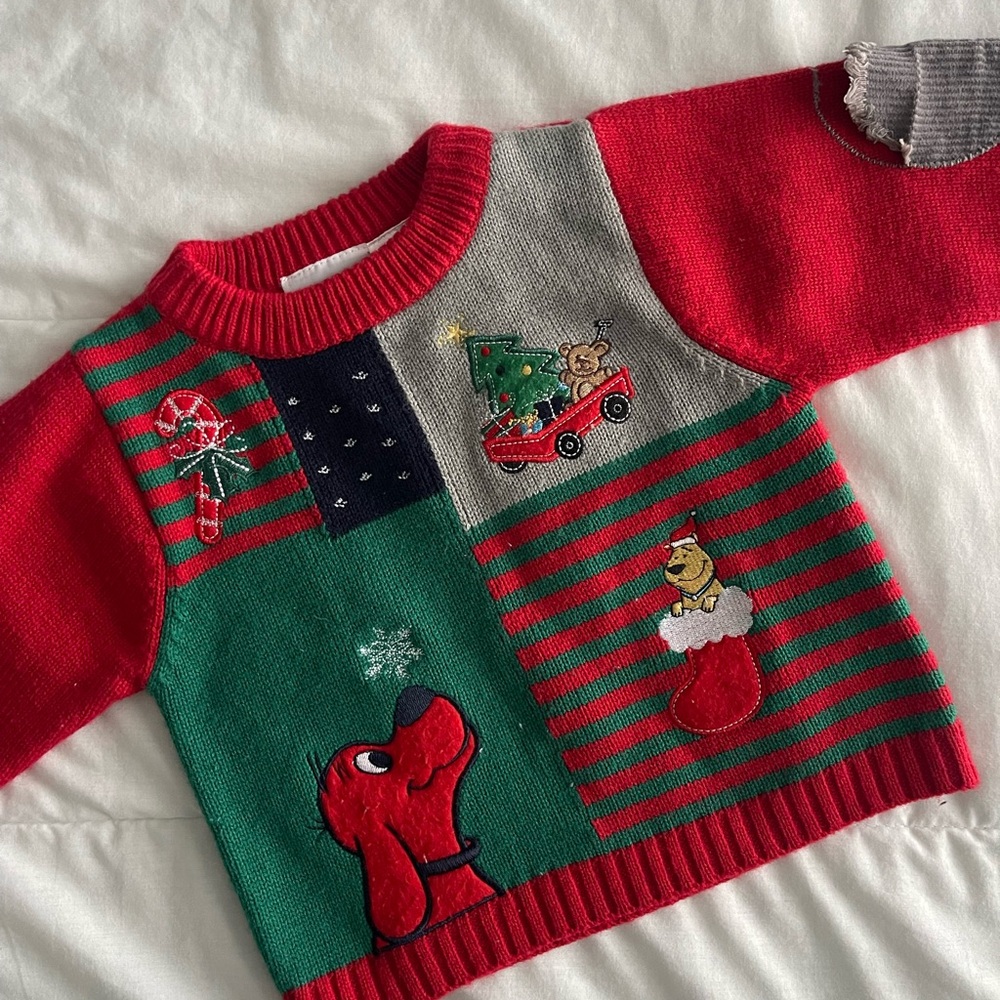 Scholastic Kids Holiday Sweater - Red, Green, Gray
